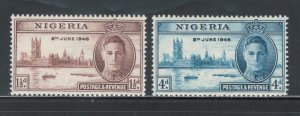 Nigeria 1946 Peace Omnibus Issue Scott # 71 - 72 MH