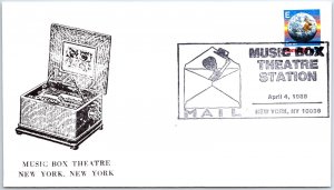 US SPECIAL EVENT CACHETED COVER THE MUSIC BOX THEATRE AT NEW YORK CITY 1988