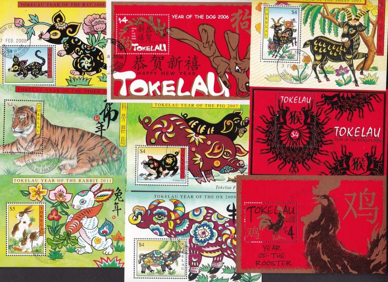 Tokelau x 9 MNH modern mini sheets