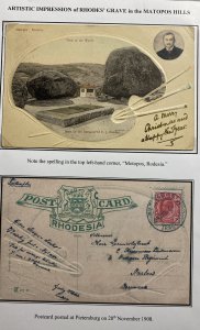 1908 Petersburg South Africa Picture Postcard Cover To Denmark Rhodes Grave