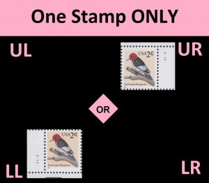 US 3032 Red-headed Woodpecker 2c plate single 11111 (1 stamp) MNH 1996