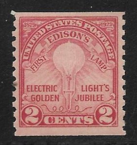 Scott #656 2c Edison's First Lamp Carmine rose Perf.10 Vertical F VF- MNH