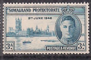 Somaliland 1946 KGV1 3a Blue Victory SG 118 MM ( K1314 )