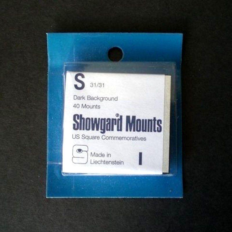 Showgard Stamp Mount S 31/31 mm - BLACK (Pack of 40) (31x31  31mm) PRECUT 