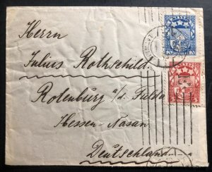 1922 Riga Latvia Cover To Rotenburg Fulda Germany Sc#105