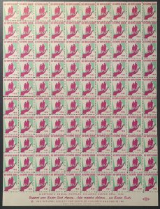 Christmas Seal 1952 full sheet.  MNH. OG.