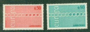 FRENCH ANDORRA 205-6 MNH SCV $20.00 BIN $10.00