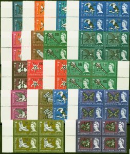 Solomon Is 1966-67 set of 18 SG135B-152B in Superb MNH Blocks of 4