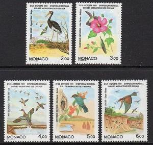 Monaco 1991 Birds Flowers VF MNH (1744-8)