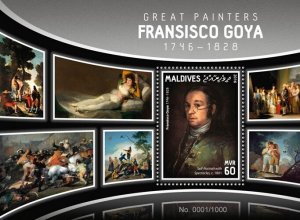 MALDIVES - 2016 - Francisco Goya - Perf Souv Sheet - Mint Never Hinged