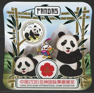 SIERRA LEONE 2016 PANDAS CHINA 2016 ASIAN INT'L STAMP EXHIBITION S/S MINT NH