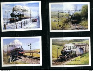 Liberia 1988 4 Souvenir Sheets MNH Rail Transport 14077