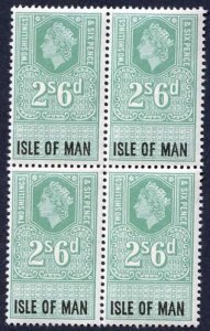 Isle of Man 1960 QEII 2/6 Revenue Stamp U/M Block of Four