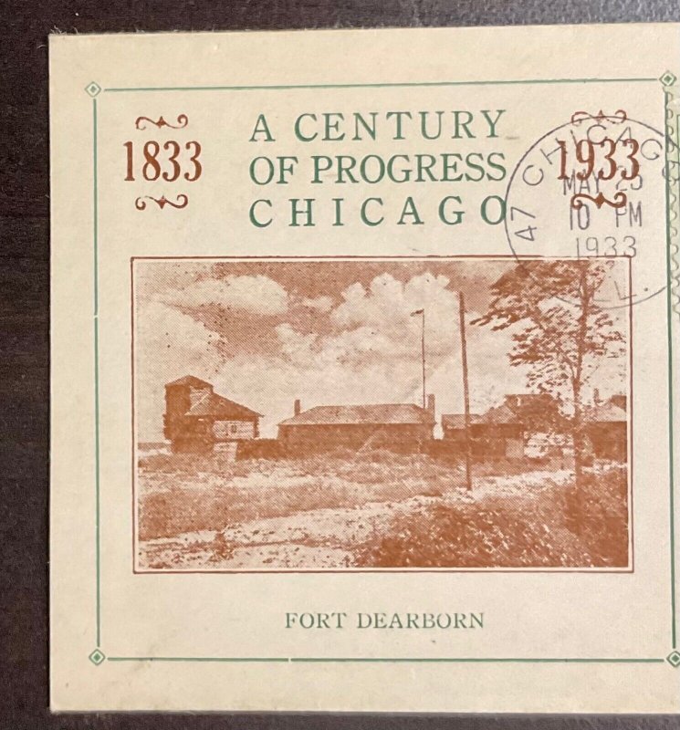 728 Adam K. Bert Cachet 1933 Chicago Century of Progress,  Fort Dearborn FDC 2a