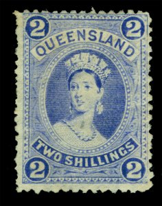 QUEENSLAND 1882  Queen Victoria   2sh ultra  Scott # 74 mint  MH