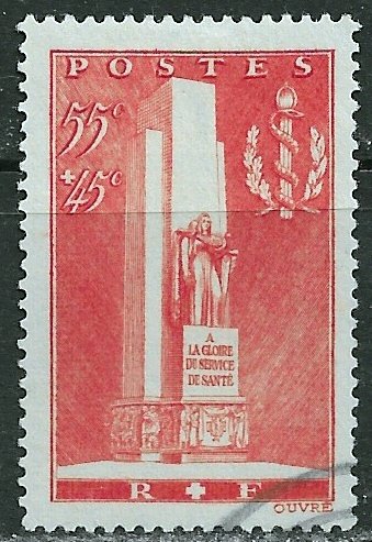 France ~ Scott # B73 ~ Used ~ Army Medical Corps Monument