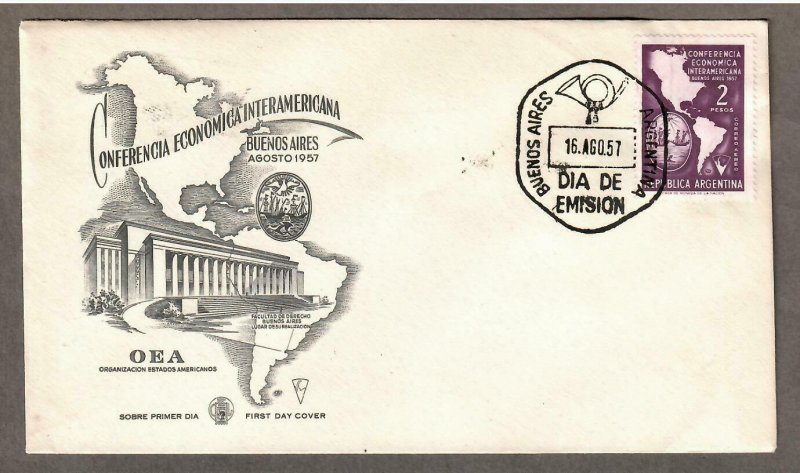 Argentina Airmail # C66 , Americas Economic Conference - OEA FDC - I Combine S/H