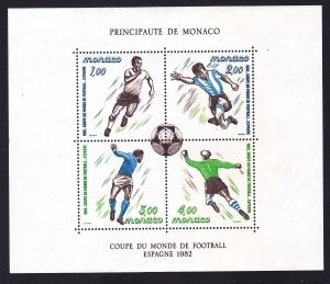 Monaco 1322 MNH 1982 World Cup Soccer Mine Sheet of 4