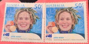 AU - S#2269 - Used HPair on paper - 2004 - 2x$0.50 - Gold Medalists 2004 Summer