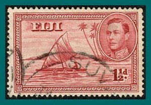 Fiji 1940 Camakua Canoe, 1.5d used  #132,SG252