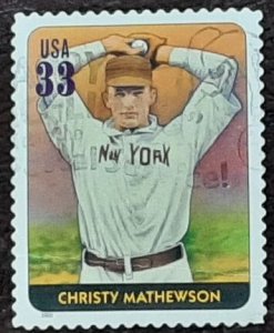 US Scott # 3408c; used 33c Mathewson from 2000; VF/XF centering; off paper