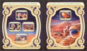 Chad 2017 Colonization of Space sheet + S/S MNH