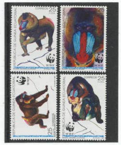 Guinea Eq. Mi.1731-34/MNH VF WWF/Monkies/1991