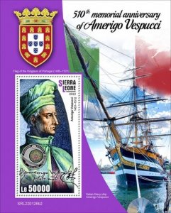 Sierra Leone - 2022 Explorer Amerigo Vespucci - Stamp Souvenir Sheet SRL220126b2