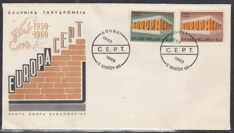 Greece Scott 947-8 FDC - Europa 1969