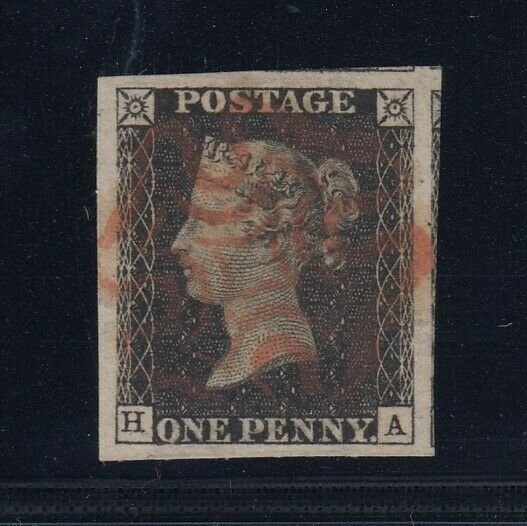 Great Britain, Scott 1 (SG 2), Plate 7 Penny Black - Superb GEM Example, w/ cert