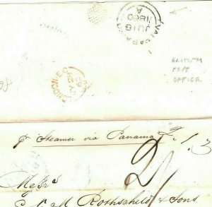 CHILE Cover BRITISH POST OFFICE*Valparaiso* Transatlantic Via Panama 1860 Gi-325