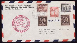 #12782-Philippines June 30 1947-first flight Pan-Am from Man