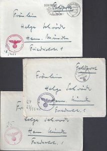 GERMANY 1941 THREE FIELD POST COVERS 29th INFANTRY DIVISION FROM THE RUSSIAN FRO