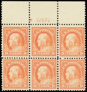 509, Mint NH VF 9¢ WIDE TOP Plate Block of Six Stamps - Stuart Katz