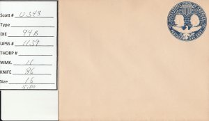 Scott# U348  Die 94 UPSS# 1339 1 US envelope .