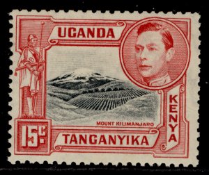 KENYA UGANDA TANGANYIKA GVI SG137, 15c black & rose-red, M MINT. PERF 13¼