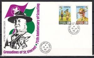 St. Vincent Grenadines. Scott cat. 246-247. 75th Anniversary. First day cover. ^