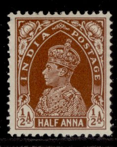 INDIA GVI SG248, ½a red-brown, LH MINT. Cat £10.