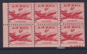 BOBPLATES #C39a Skymaster Booklet Pane of 6 24564 Lower Right 40% F-VF NH CV=$50