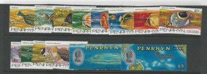 Penrhyn, Postage Stamp, #50-63 Mint NH, 1974-75 Fish, JFZ