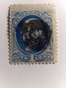 SCOTT #156 USED SINGLE ONE CENT DESIRABLE ULTRAMARINE FRANKLIN