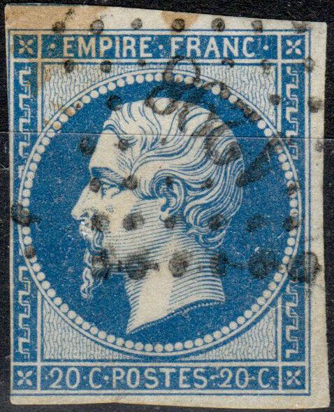 FRANCE - Yv.14B 20c bleu T.II - Obl. PC1298 (Foix-s-Ariège) - 3 marges