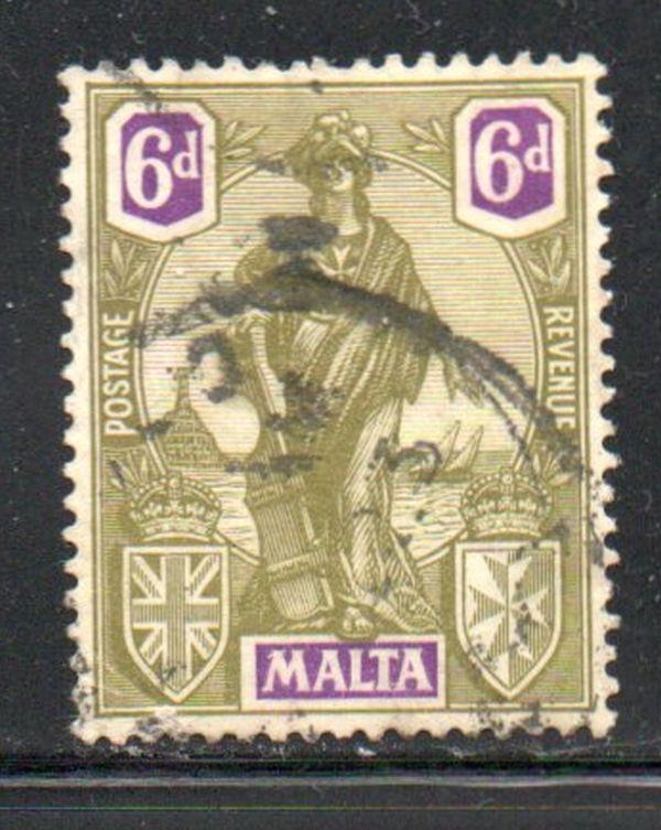 Malta Sc 108 1922 6d Malta stamp used