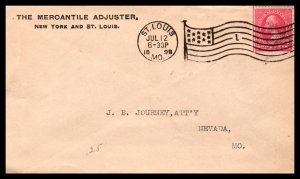 US Mercantile Adjuster,St Louis,MO 1898 Flag Cancel Cover