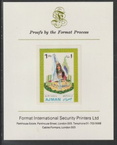 AJMAN 1968 COSTUMES  imperf on FORMAT INT PROOF CARD