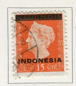 INDONESIA; 1948 early Wilhelmina Optd. issue fine used 15c. value