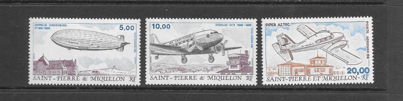 ST PIERRE & MIQUELON #C63-5 HINDENBURG & AIRPLANES  MNH