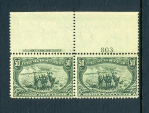 Scott #291 Trans-Mississip​​​​pi Top Plate # Pair w/PSE Cert (Stock 291-61)