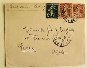 FRANCE # B2 X 2,TRESOR ET POSTED #54 TO USA 16 MY 1916 SEMI POSTAL IS RARE TO