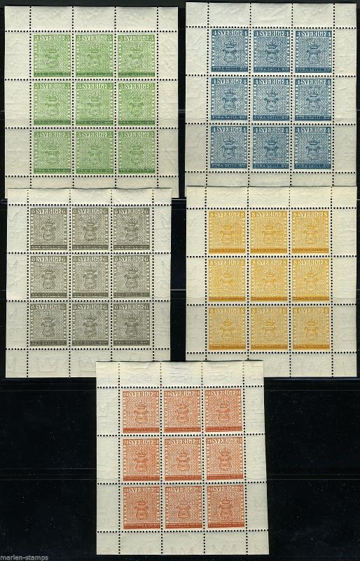 SWEDEN UPU SHEETLET SET SC#479/83 MINT NEVER HINGED AS SHOWN